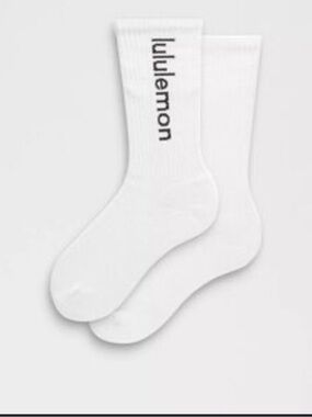 lululemon athletica White with black  wordmark Crew Socks size M